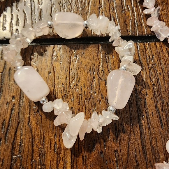 Rose Quartz Necklace and Bracelet Set - Picture 5 of 7